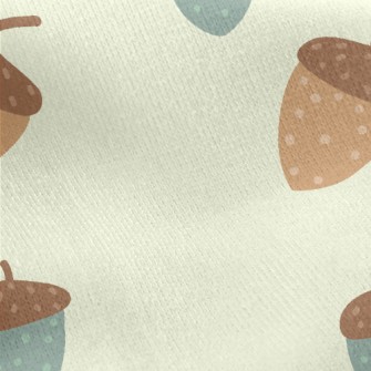Hand Drawn Colored Acorns Jersey Backed Fleece