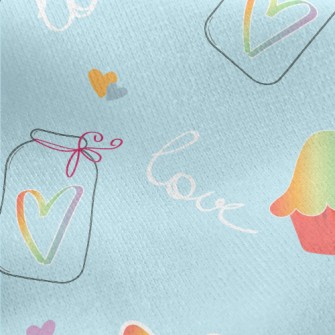 Rainbow Heart Stickers Jersey Backed Fleece