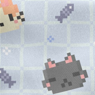 Cute Pixel Cat Jersey Backed Fleece