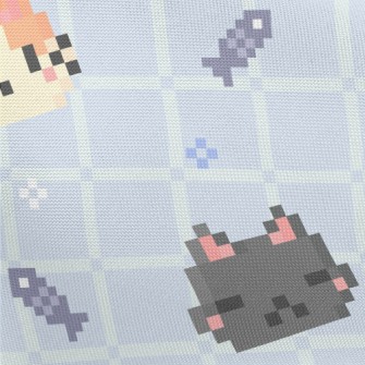 Cute Pixel Cat Pongee