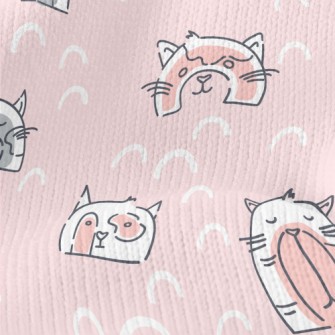 Funny Cat Illustrations Stretch Jersey