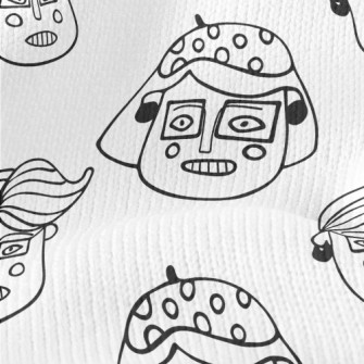 Interesting Hand-painted Faces Stretch Jersey