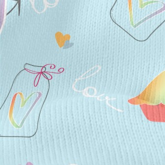 Rainbow Heart Stickers Stretch Jersey