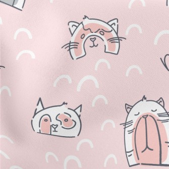 Funny Cat Illustrations Lightweight Cotton Poplin
