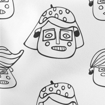 Interesting Hand-painted Faces Lightweight Cotton Poplin