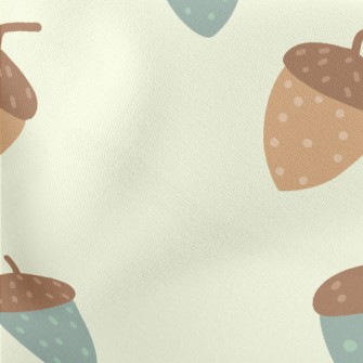Hand Drawn Colored Acorns Lightweight Cotton Poplin