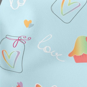 Rainbow Heart Stickers Lightweight Cotton Poplin