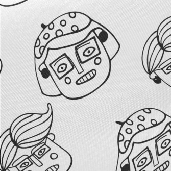 Interesting Hand-painted Faces Midweight Cotton Poplin