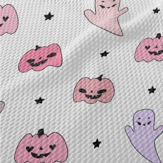 Pink Pumpkin And Ghost Birdseye Piqué