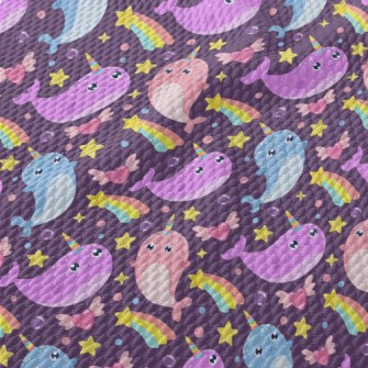 Fantasy Colorful Narwhal Birdseye Piqué