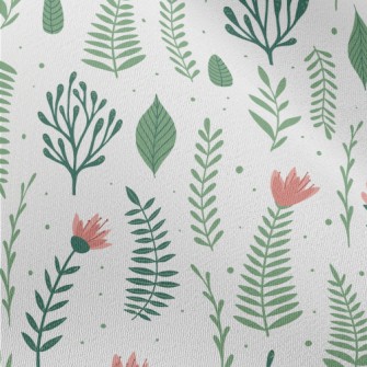 Pink Flowers And Green Leaves Chiffon