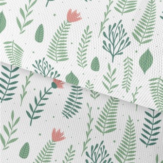 Pink Flowers And Green Leaves Waterproof Oxford