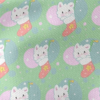 Cute Christmas Stocking Cat Waterproof Canvas