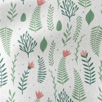 Pink Flowers And Green Leaves Waterproof Canvas