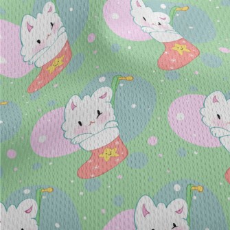 Cute Christmas Stocking Cat Athletic Mesh Flat Back