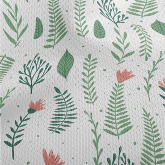 Pink Flowers And Green Leaves Athletic Mesh Flat Back