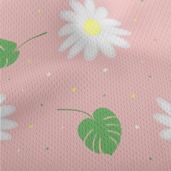 White Chamomile Flowers Athletic Mesh Flat Back