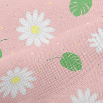 White Chamomile Flowers Performance Linen