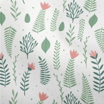 Pink Flowers And Green Leaves Dobby