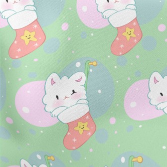 Cute Christmas Stocking Cat Stretch Ponte