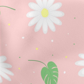 White Chamomile Flowers Stretch Ponte