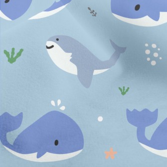 Cute Whale And Shark Micro Fleece