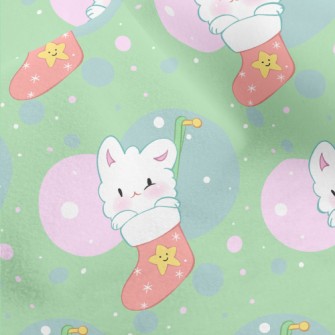 Cute Christmas Stocking Cat Micro Fleece