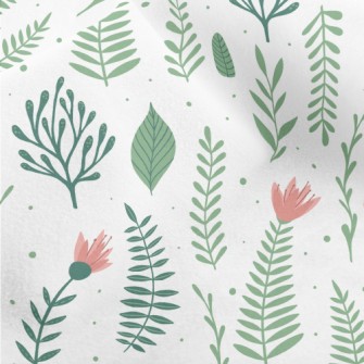 Pink Flowers And Green Leaves Micro Fleece