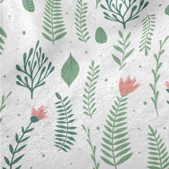 Pink Flowers And Green Leaves Minky