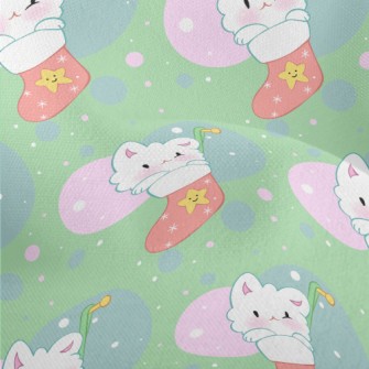 Cute Christmas Stocking Cat Lightweight Performance Linen