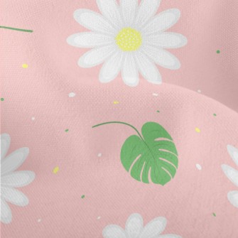 White Chamomile Flowers Lightweight Performance Linen