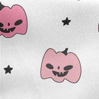 Pink Pumpkin And Ghost Jersey Backed Fleece