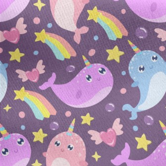 Fantasy Colorful Narwhal Jersey Backed Fleece