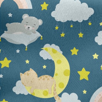Sleeping Cat And Koala Jersey Backed Fleece
