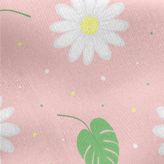 White Chamomile Flowers Jersey Backed Fleece