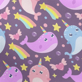Fantasy Colorful Narwhal Pongee