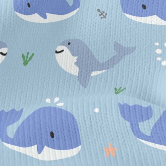 Cute Whale And Shark Stretch Jersey