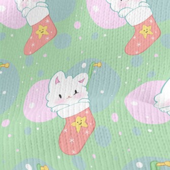 Cute Christmas Stocking Cat Stretch Jersey