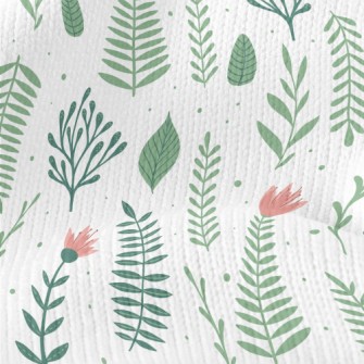 Pink Flowers And Green Leaves Stretch Jersey