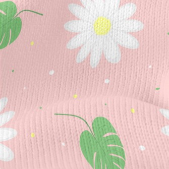 White Chamomile Flowers Stretch Jersey