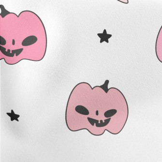 Pink Pumpkin And Ghost Lightweight Cotton Poplin
