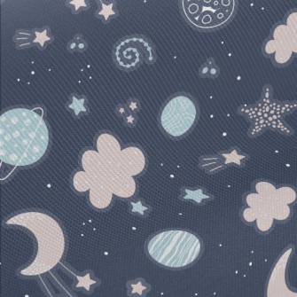 Cute Starry Sky Stickers Midweight Cotton Poplin