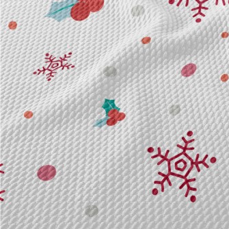 Christmas Berry Snowflakes Birdseye Piqué