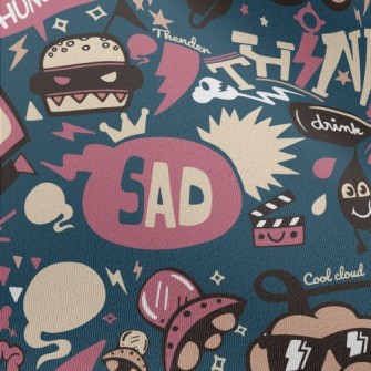 Retro Cartoon Pattern Chiffon