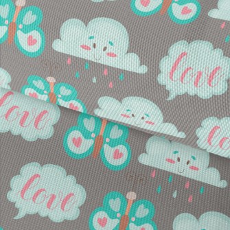 Cartoon Butterflies And Clouds Waterproof Oxford