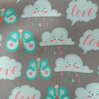 Cartoon Butterflies And Clouds Waterproof Canvas