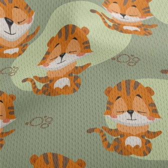 Meditation Sitting Tiger Athletic Mesh Flat Back