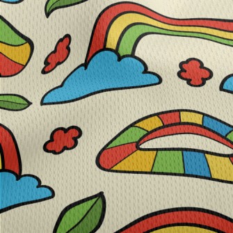 Cartoon Color Rainbow Athletic Mesh Flat Back