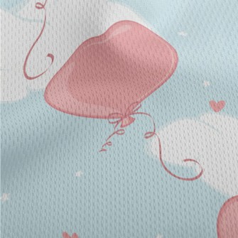 Love Balloons Flying To The Sk Athletic Mesh Flat Back
