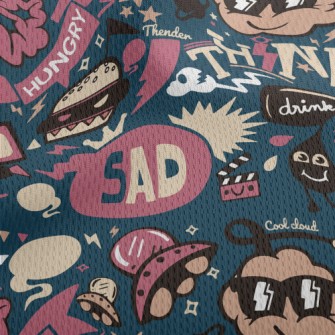 Retro Cartoon Pattern Athletic Mesh Flat Back